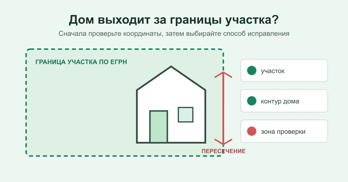 Контур дома выходит за границы участка