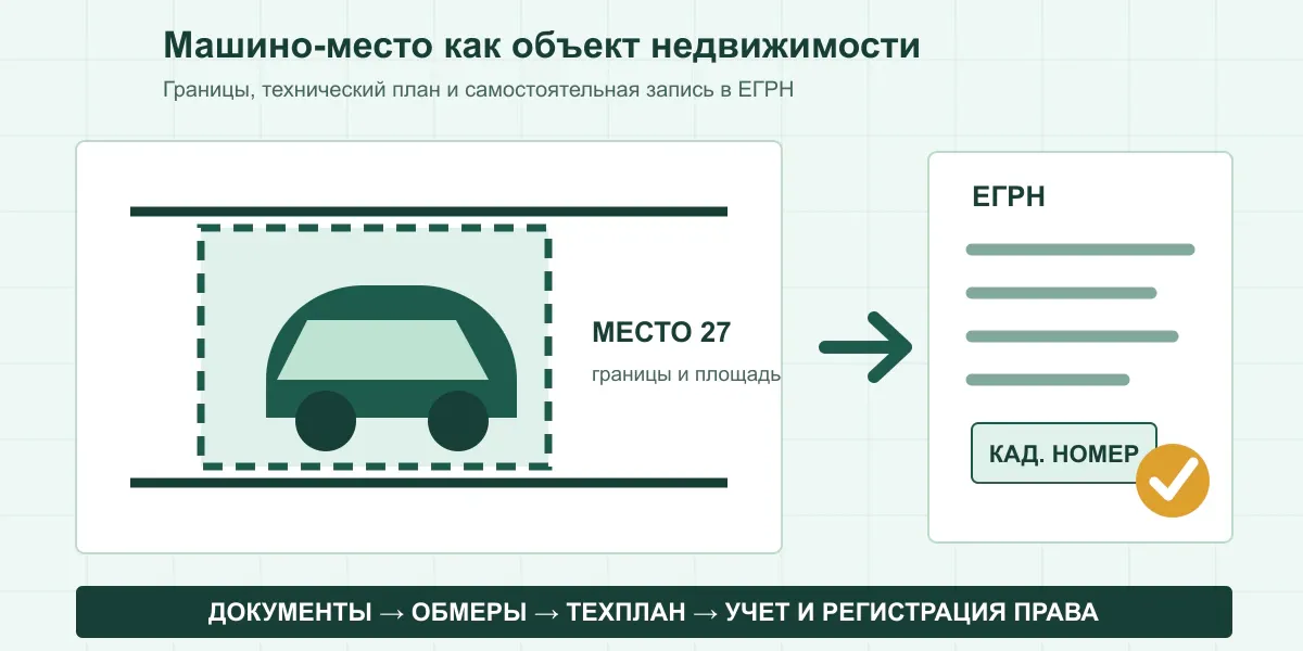 Машино-место в ЕГРН в 2026 году: технический план, границы и регистрация права