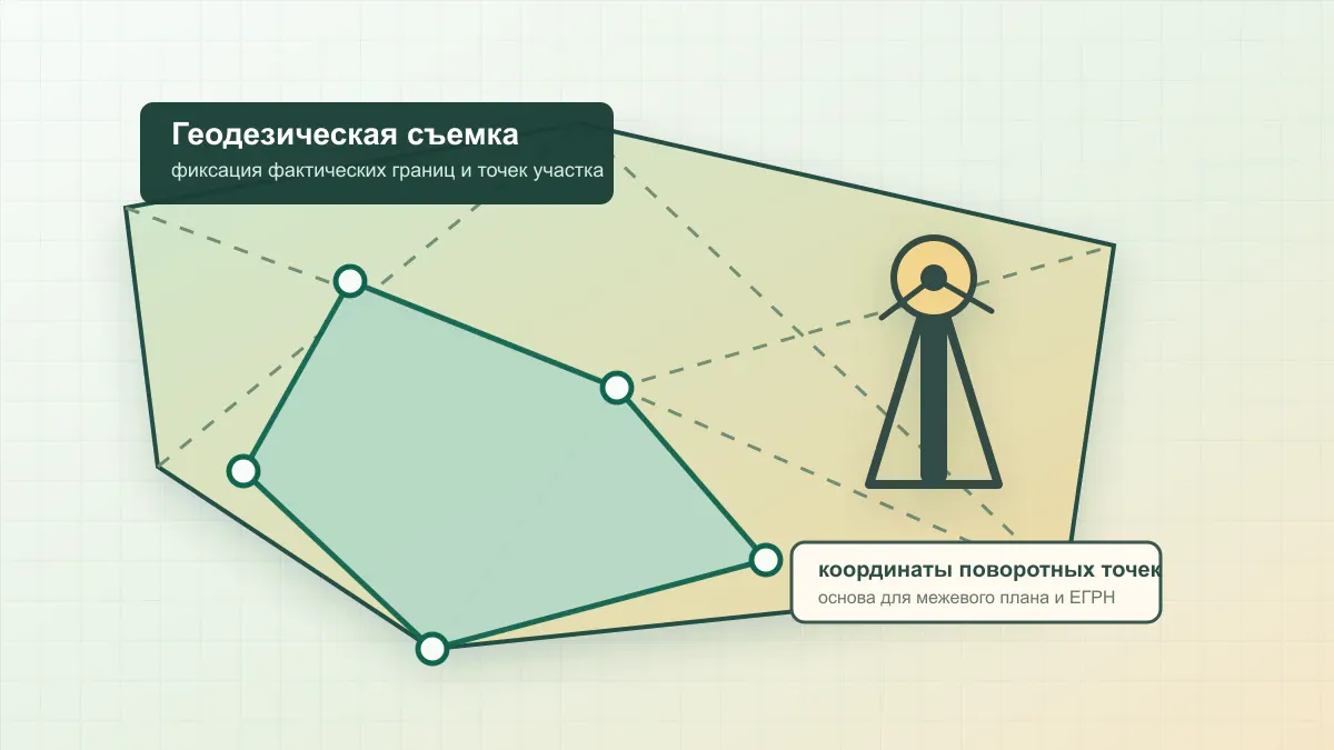 Геодезическая съемка земельного участка с фиксацией поворотных точек