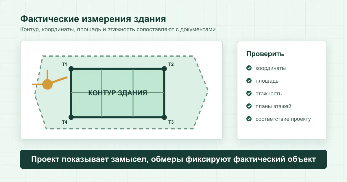Обмеры и контур нежилого здания