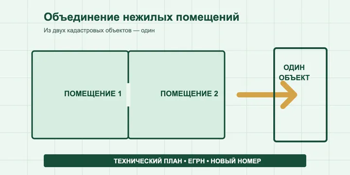 Объединение нежилых помещений в 2026 году: технический план и учет в ЕГРН