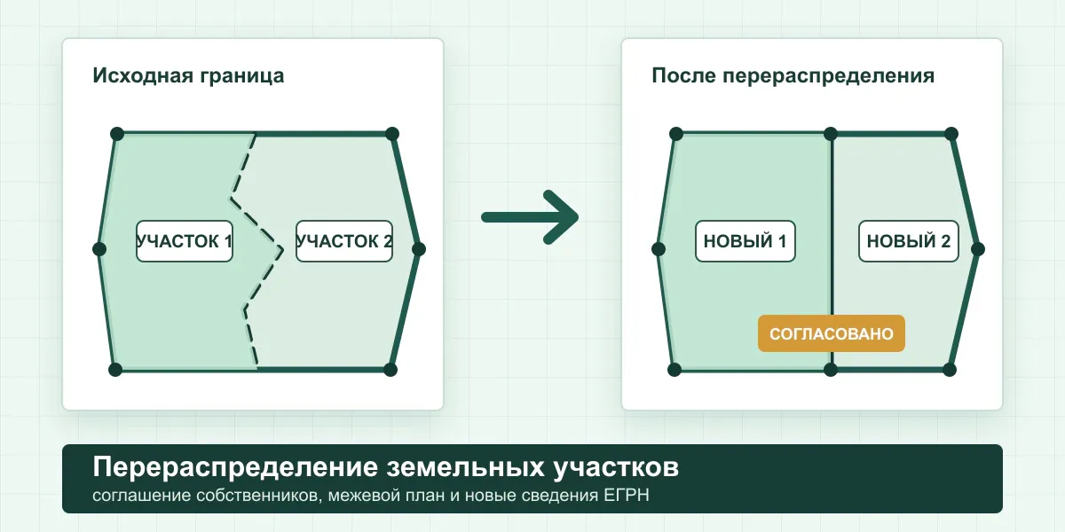Перераспределение земельных участков между собственниками в 2026 году: соглашение, межевой план и ЕГРН