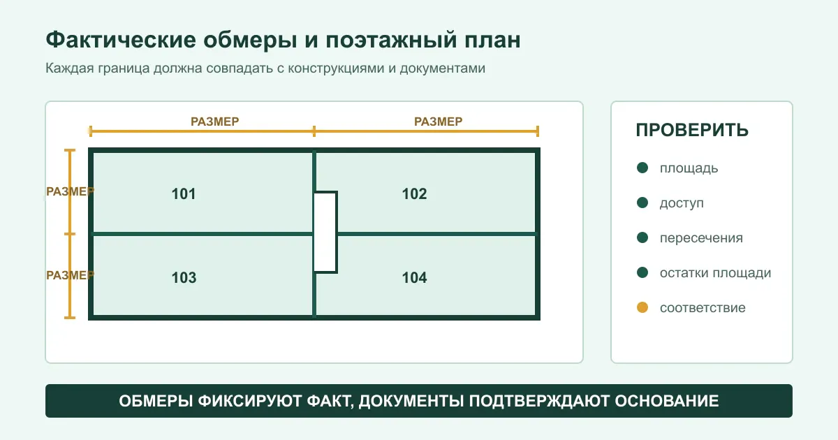 Обмеры и поэтажный план образуемых помещений